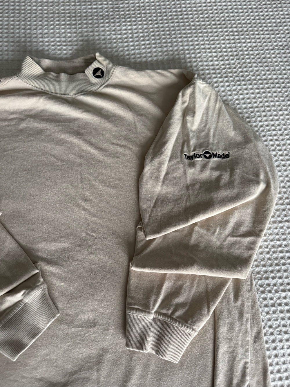 Vintage 90s TaylorMade Cream Mock Neck Long Sleeve Golf Top rare logo - Picture 2 of 7